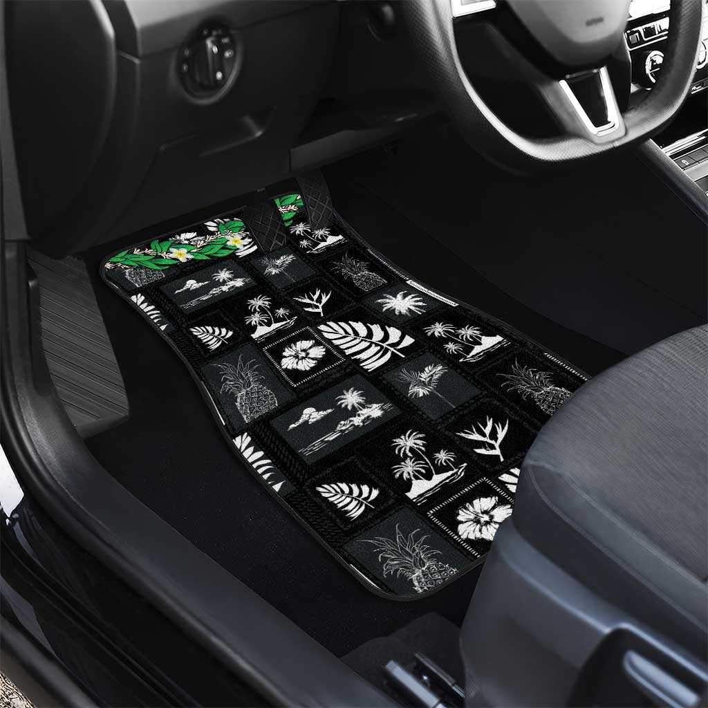 Aloha Hawaii Tuberose Lei Car Mats Tropical Vibes Black Color - Polynesian Pride