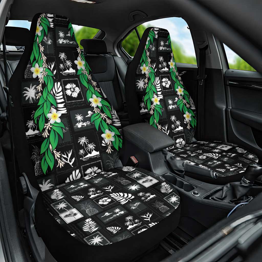Aloha Hawaii Tuberose Lei Car Seat Cover Tropical Vibes Black Color - Polynesian Pride