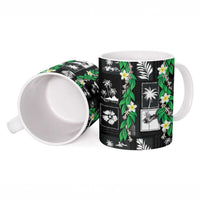 Aloha Hawaii Tuberose Lei Ceramic Mug Tropical Vibes Black Color - Polynesian Pride