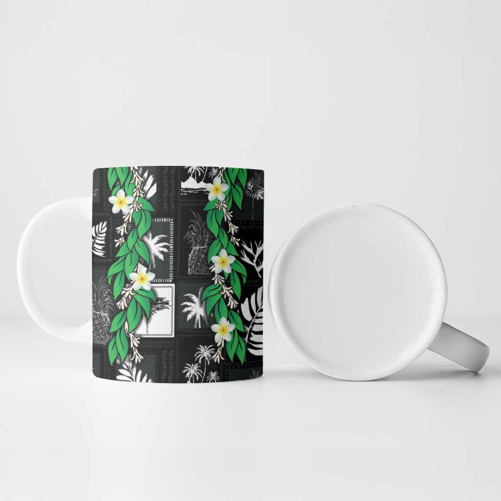 Aloha Hawaii Tuberose Lei Ceramic Mug Tropical Vibes Black Color - Polynesian Pride