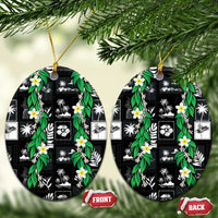 Aloha Hawaii Tuberose Lei Ceramic Ornament Tropical Vibes Black Color - Polynesian Pride