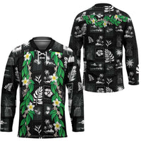 Aloha Hawaii Tuberose Lei Hockey Jersey Tropical Vibes Black Color - Polynesian Pride