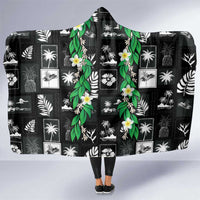 Aloha Hawaii Tuberose Lei Hooded Blanket Tropical Vibes Black Color - Polynesian Pride