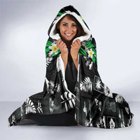 Aloha Hawaii Tuberose Lei Hooded Blanket Tropical Vibes Black Color - Polynesian Pride