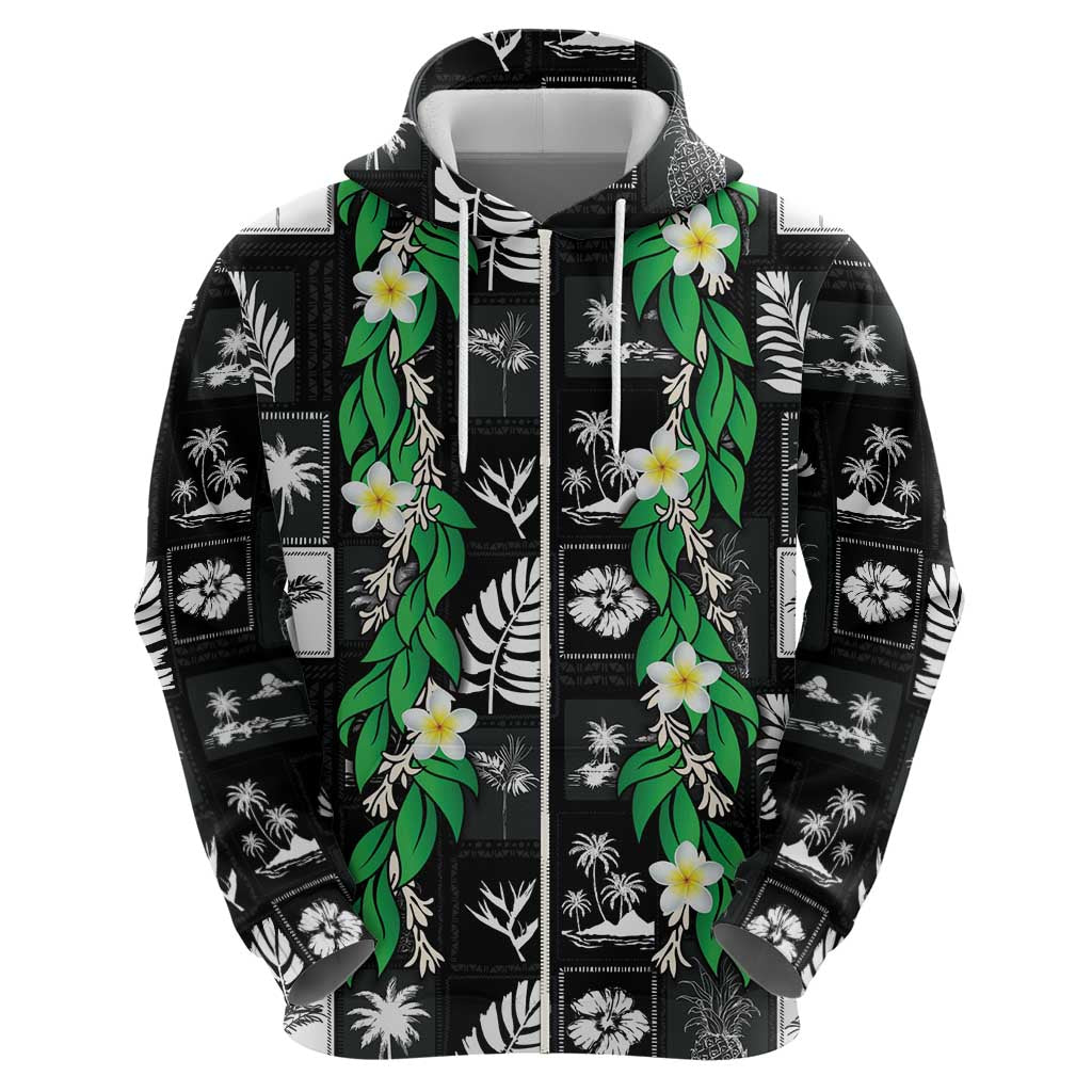 Aloha Hawaii Tuberose Lei Hoodie Tropical Vibes Black Color - Polynesian Pride