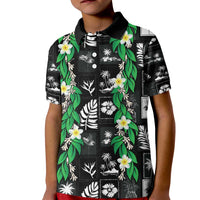Aloha Hawaii Tuberose Lei Kid Polo Shirt Tropical Vibes Black Color - Polynesian Pride
