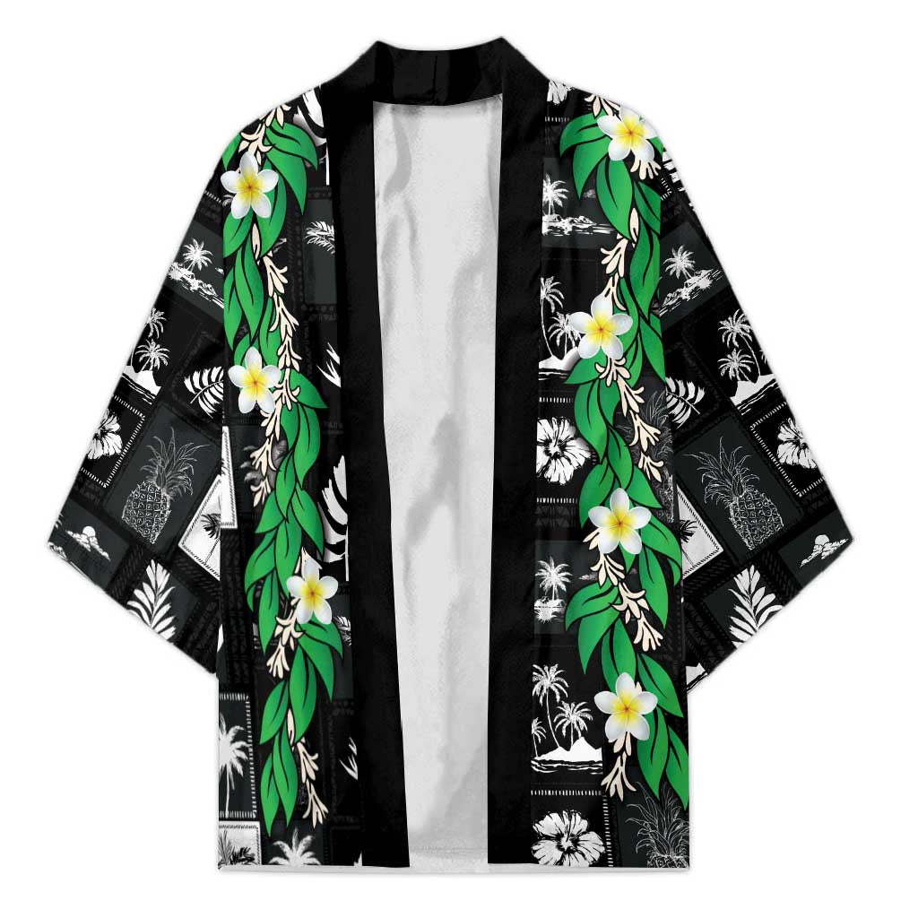 Aloha Hawaii Tuberose Lei Kimono Tropical Vibes Black Color - Polynesian Pride
