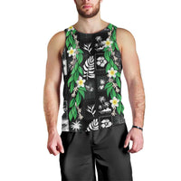 Aloha Hawaii Tuberose Lei Men Tank Top Tropical Vibes Black Color - Polynesian Pride