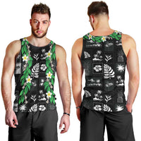 Aloha Hawaii Tuberose Lei Men Tank Top Tropical Vibes Black Color - Polynesian Pride