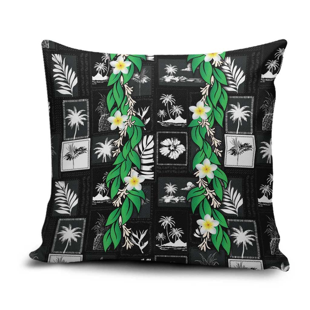 Aloha Hawaii Tuberose Lei Pillow Cover Tropical Vibes Black Color - Polynesian Pride