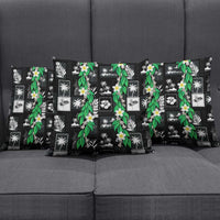 Aloha Hawaii Tuberose Lei Pillow Cover Tropical Vibes Black Color - Polynesian Pride