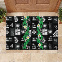 Aloha Hawaii Tuberose Lei Rubber Doormat Tropical Vibes Black Color - Polynesian Pride