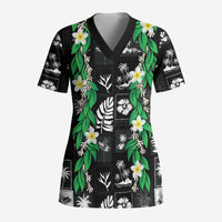 Aloha Hawaii Tuberose Lei Scrub Top Tropical Vibes Black Color - Polynesian Pride