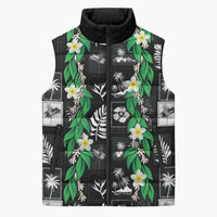 Aloha Hawaii Tuberose Lei Sleeveless Puffer Jacket Tropical Vibes Black Color - Polynesian Pride