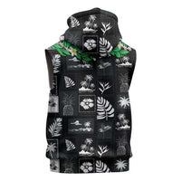 Aloha Hawaii Tuberose Lei Sleeveless Zip Hoodie Tropical Vibes Black Color LT14