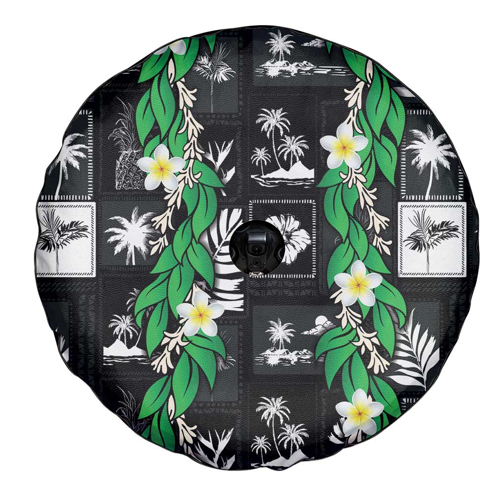 Aloha Hawaii Tuberose Lei Spare Tire Cover Tropical Vibes Black Color - Polynesian Pride