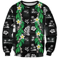 Aloha Hawaii Tuberose Lei Sweatshirt Tropical Vibes Black Color - Polynesian Pride