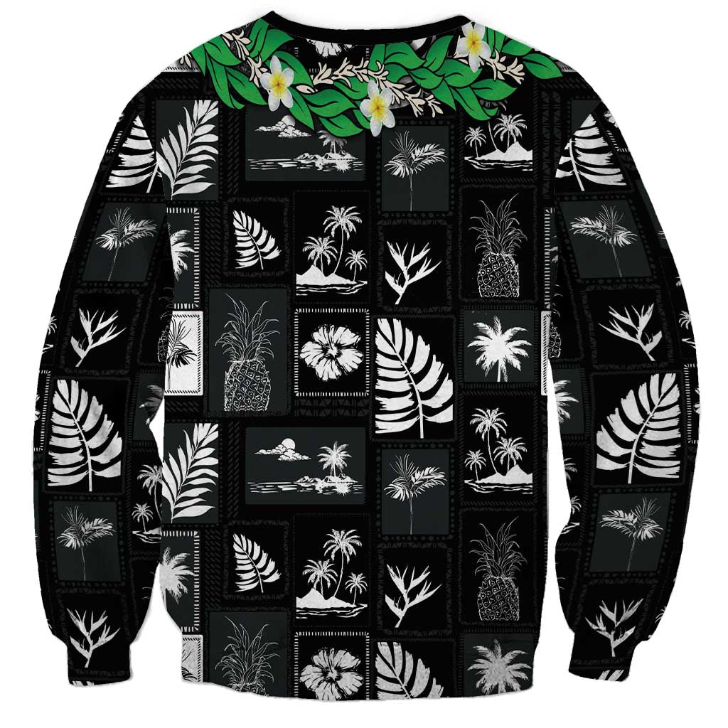 Aloha Hawaii Tuberose Lei Sweatshirt Tropical Vibes Black Color - Polynesian Pride