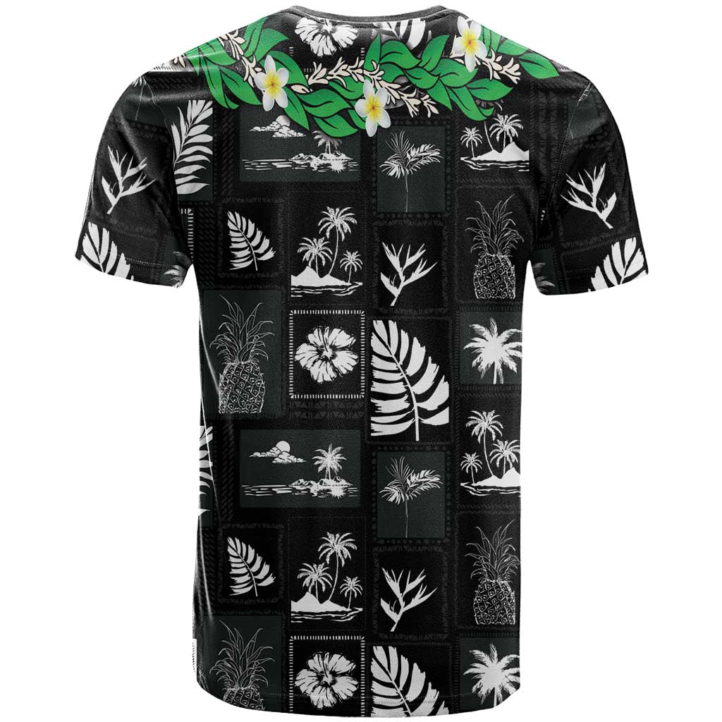 Aloha Hawaii Tuberose Lei T Shirt Tropical Vibes Black Color - Polynesian Pride