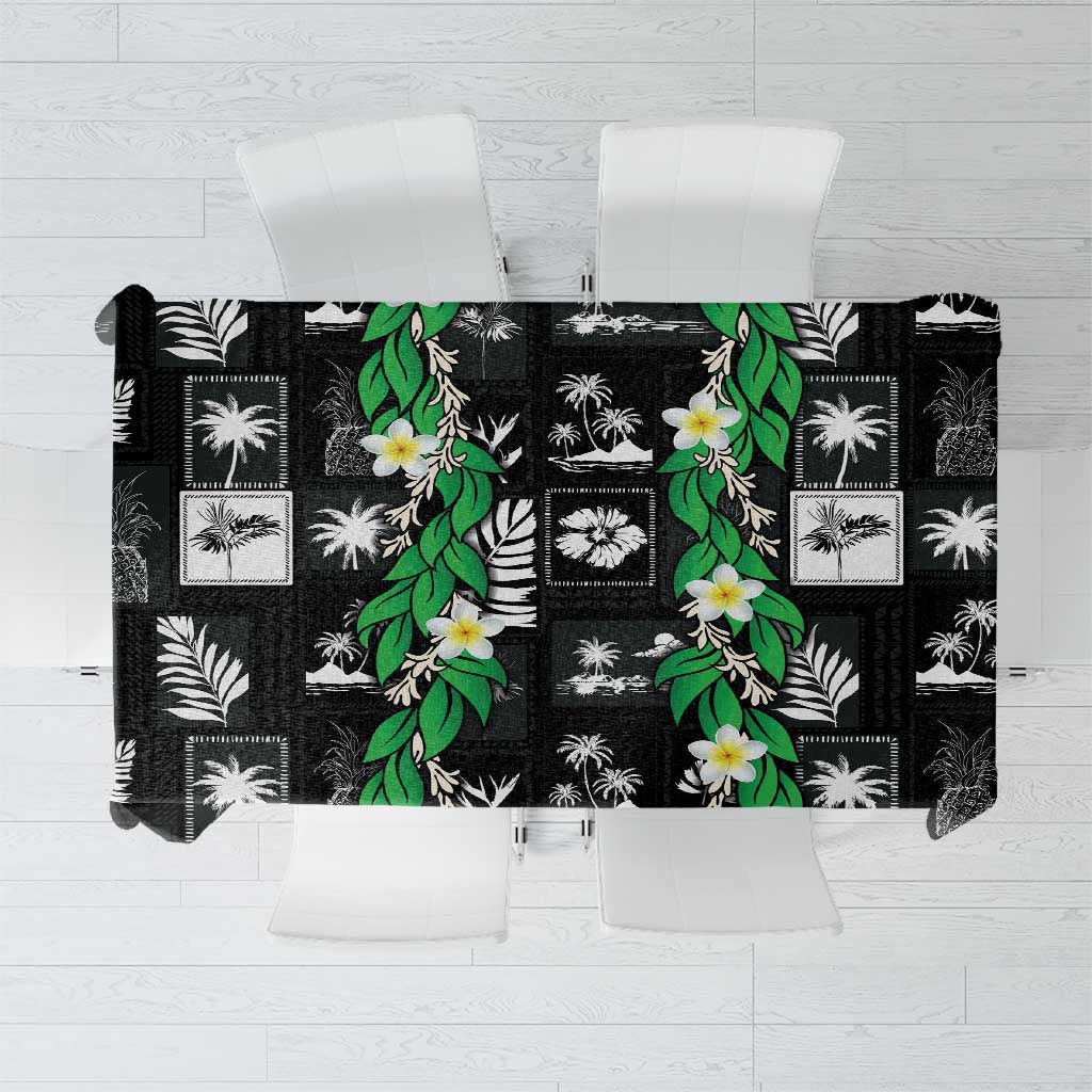 Aloha Hawaii Tuberose Lei Tablecloth Tropical Vibes Black Color - Polynesian Pride