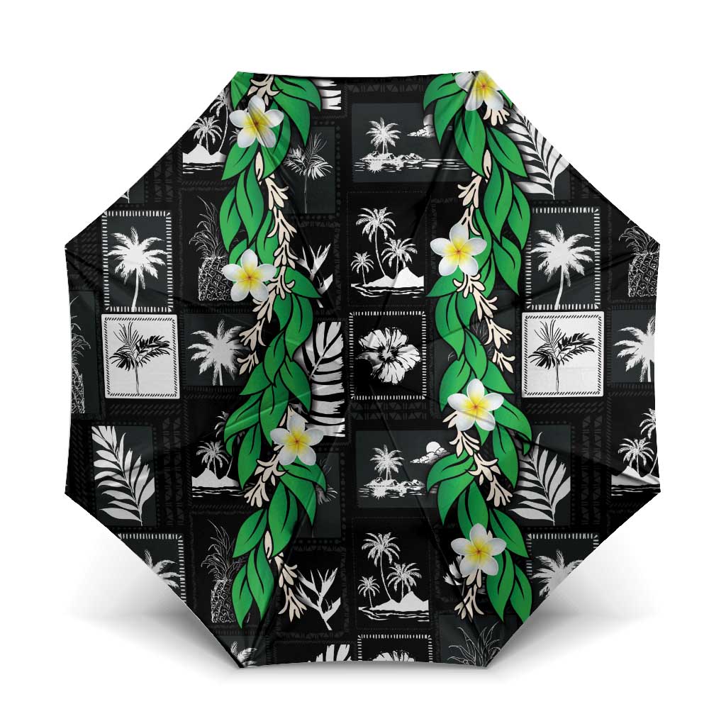 Aloha Hawaii Tuberose Lei Umbrella Tropical Vibes Black Color - Polynesian Pride