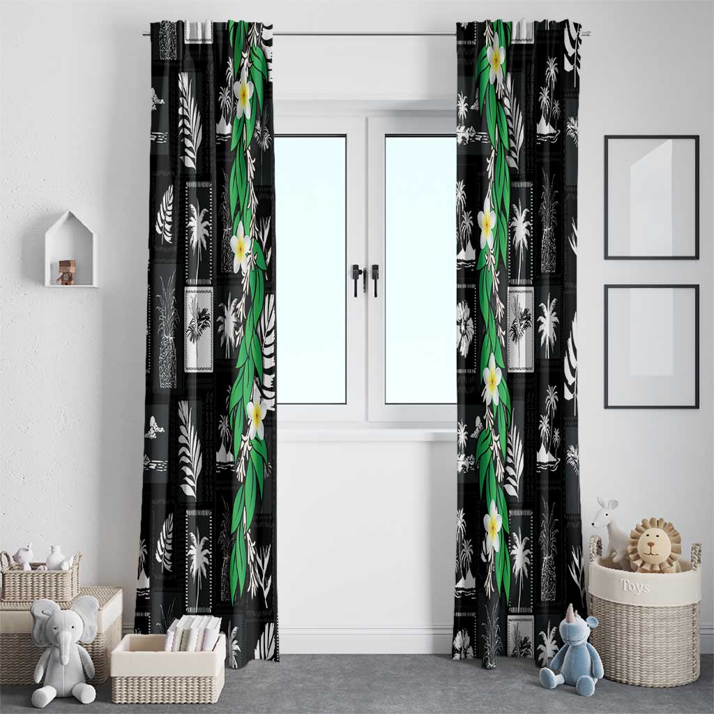 Aloha Hawaii Tuberose Lei Window Curtain Tropical Vibes Black Color - Polynesian Pride