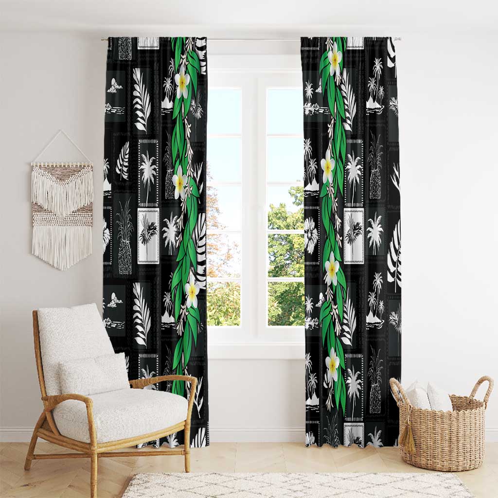 Aloha Hawaii Tuberose Lei Window Curtain Tropical Vibes Black Color - Polynesian Pride