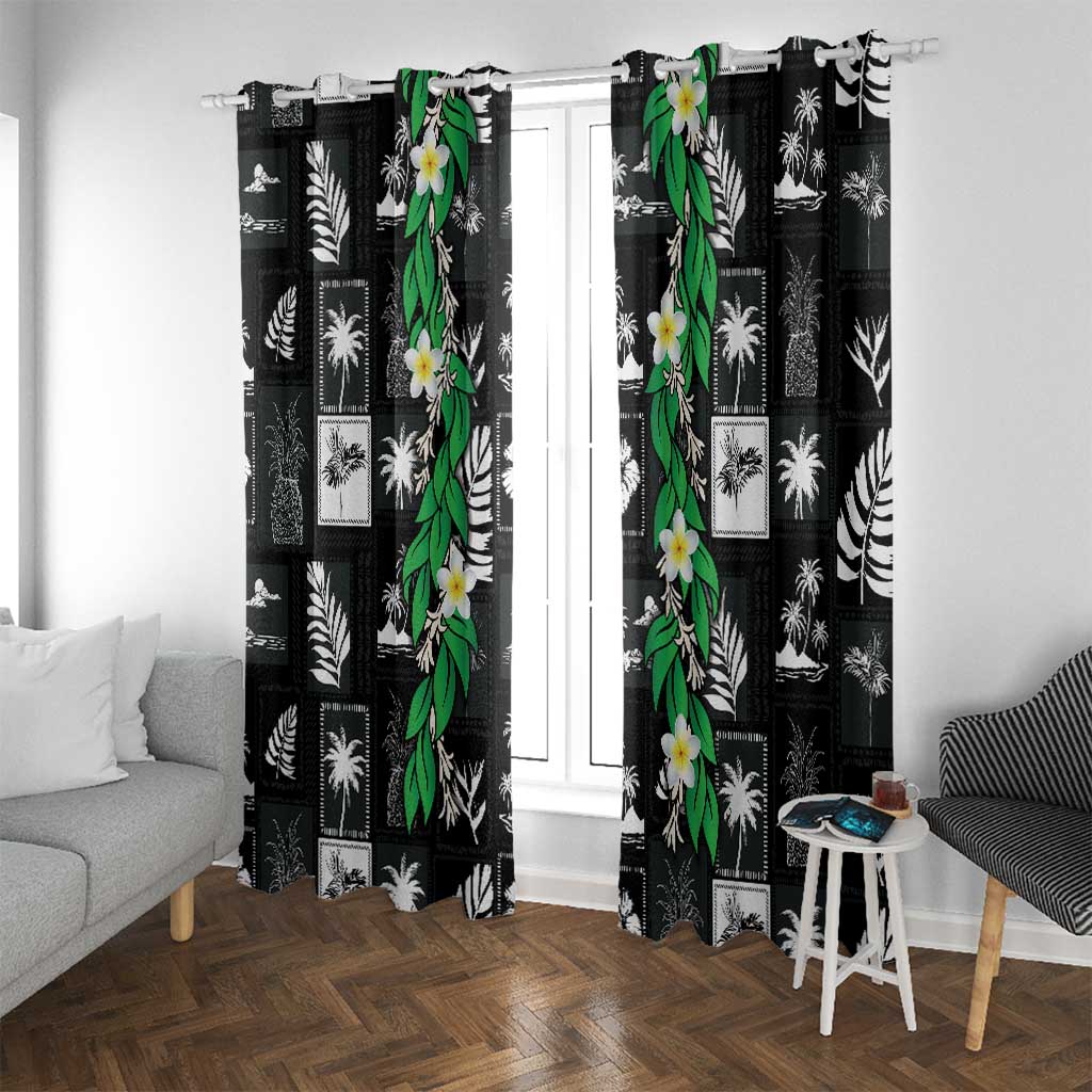 Aloha Hawaii Tuberose Lei Window Curtain Tropical Vibes Black Color - Polynesian Pride