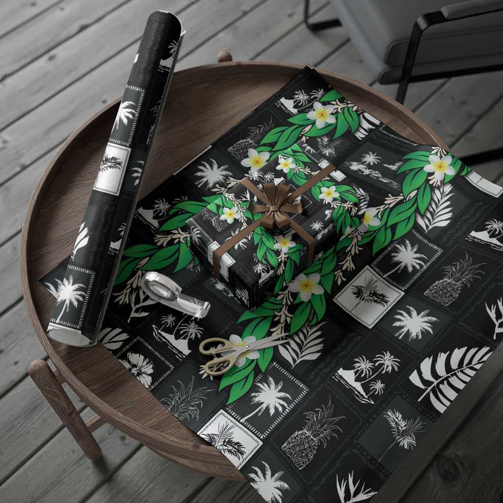 Aloha Hawaii Tuberose Lei Wrapping Paper Tropical Vibes Black Color - Polynesian Pride
