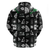 Aloha Hawaii Tuberose Lei Zip Hoodie Tropical Vibes Black Color - Polynesian Pride