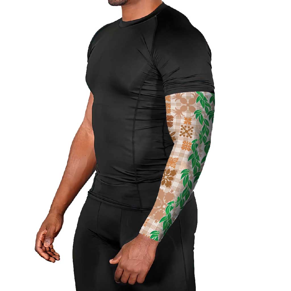 Aloha Hawaii Palaka Tuberose Lei Arm Sleeves Hawaiian Quilt Seamless Style - Polynesian Pride