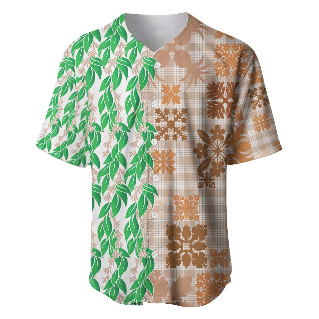 Aloha Hawaii Palaka Tuberose Lei Baseball Jersey Hawaiian Quilt Seamless Style - Polynesian Pride