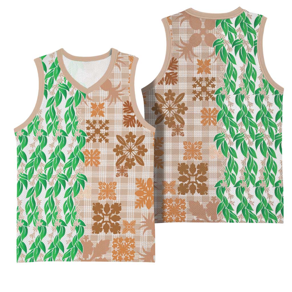 Aloha Hawaii Palaka Tuberose Lei Basketball Jersey Hawaiian Quilt Seamless Style - Polynesian Pride