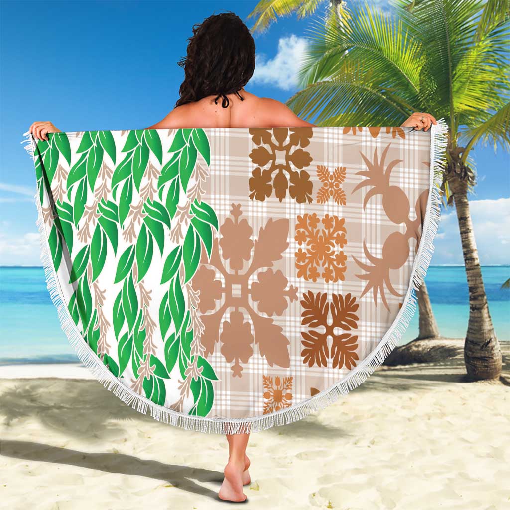 Aloha Hawaii Palaka Tuberose Lei Beach Blanket Hawaiian Quilt Seamless Style - Polynesian Pride