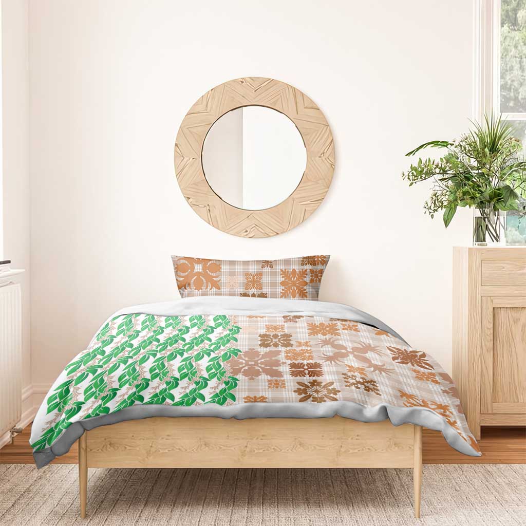 Aloha Hawaii Palaka Tuberose Lei Bedding Set Hawaiian Quilt Seamless Style - Polynesian Pride