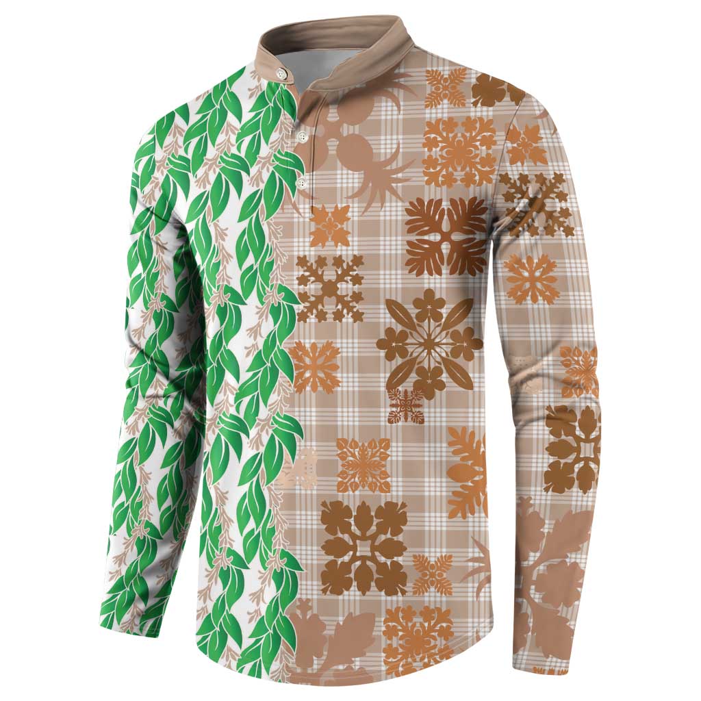 Aloha Hawaii Palaka Tuberose Lei Button Sweatshirt Hawaiian Quilt Seamless Style - Polynesian Pride