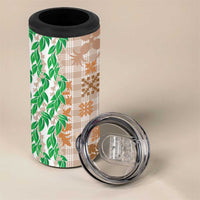 Aloha Hawaii Palaka Tuberose Lei 4 in 1 Can Cooler Tumbler Hawaiian Quilt Seamless Style - Polynesian Pride