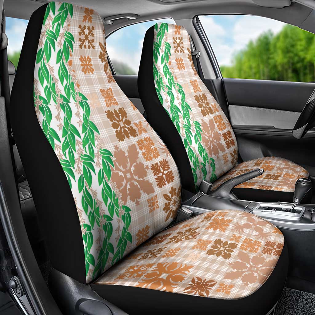 Aloha Hawaii Palaka Tuberose Lei Car Seat Cover Hawaiian Quilt Seamless Style - Polynesian Pride