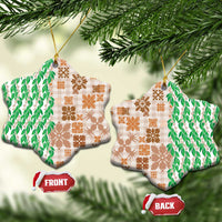 Aloha Hawaii Palaka Tuberose Lei Ceramic Ornament Hawaiian Quilt Seamless Style - Polynesian Pride