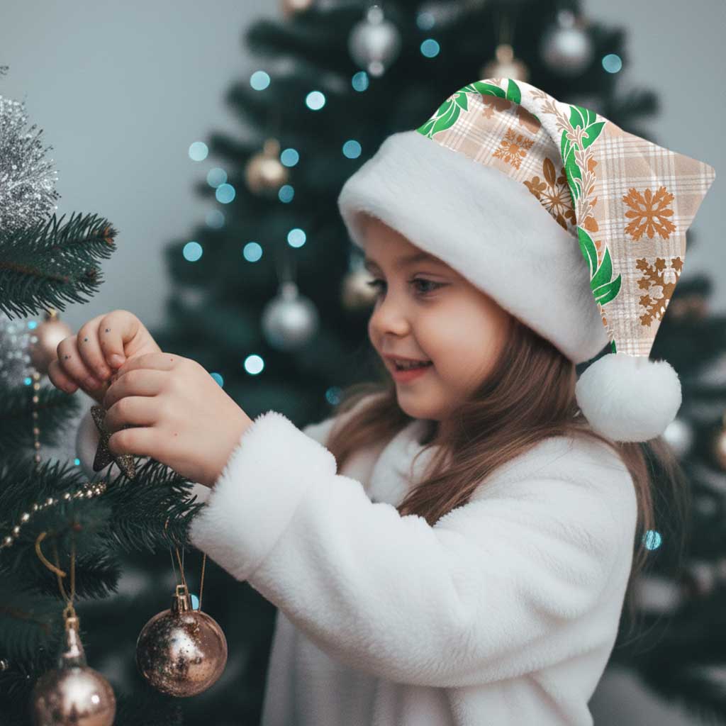 Aloha Hawaii Palaka Tuberose Lei Christmas Santa Hat Hawaiian Quilt Seamless Style - Polynesian Pride