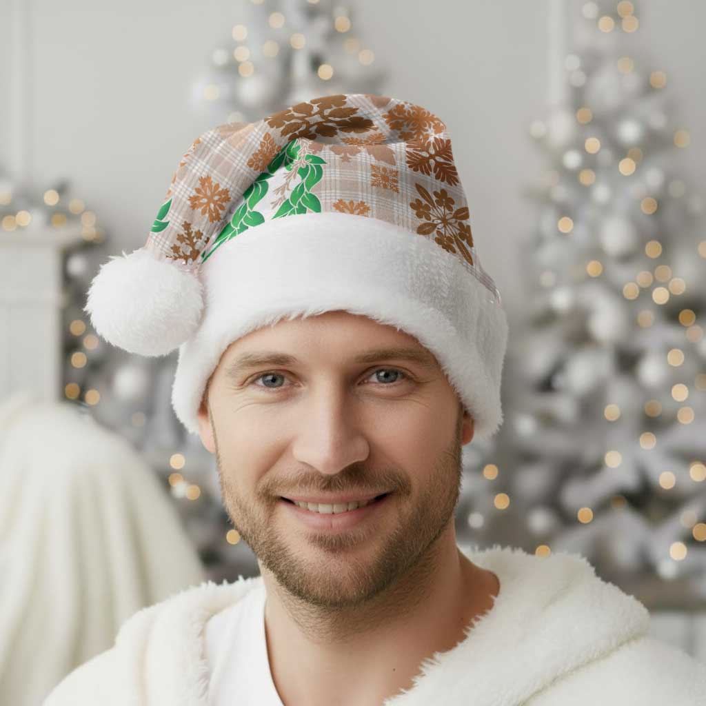 Aloha Hawaii Palaka Tuberose Lei Christmas Santa Hat Hawaiian Quilt Seamless Style - Polynesian Pride