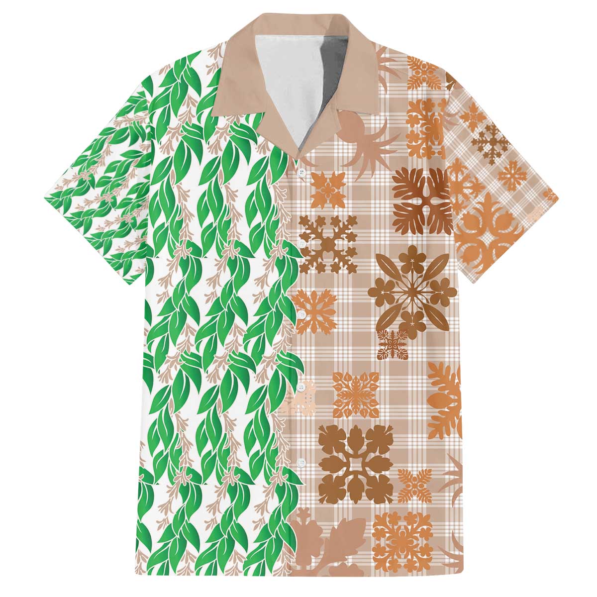 Aloha Hawaii Palaka Tuberose Lei Family Matching Off The Shoulder Long Sleeve Dress and Hawaiian Shirt Hawaiian Quilt Seamless Style - Polynesian Pride