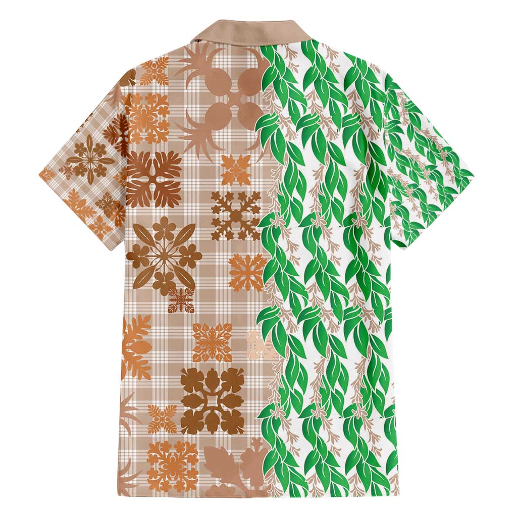 Aloha Hawaii Palaka Tuberose Lei Family Matching Puletasi and Hawaiian Shirt Hawaiian Quilt Seamless Style - Polynesian Pride
