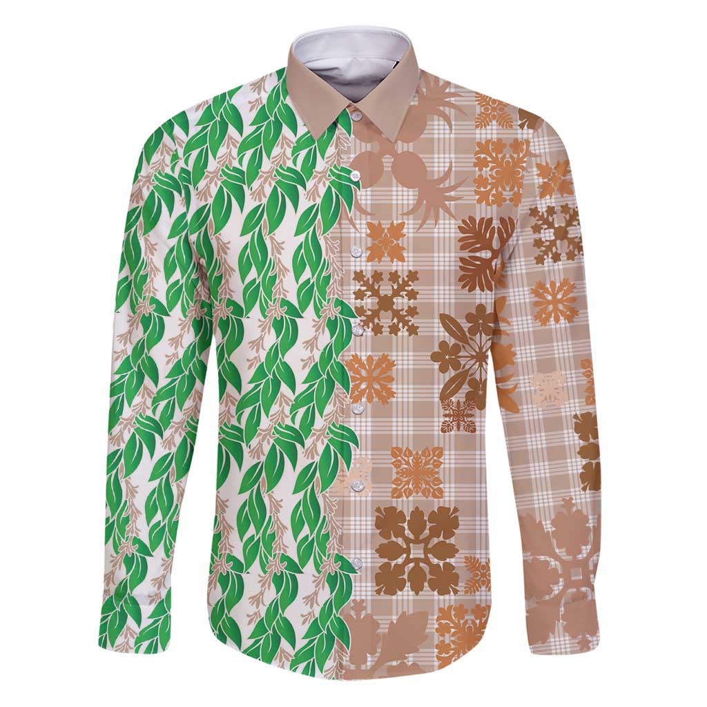 Aloha Hawaii Palaka Tuberose Lei Family Matching Puletasi and Hawaiian Shirt Hawaiian Quilt Seamless Style - Polynesian Pride