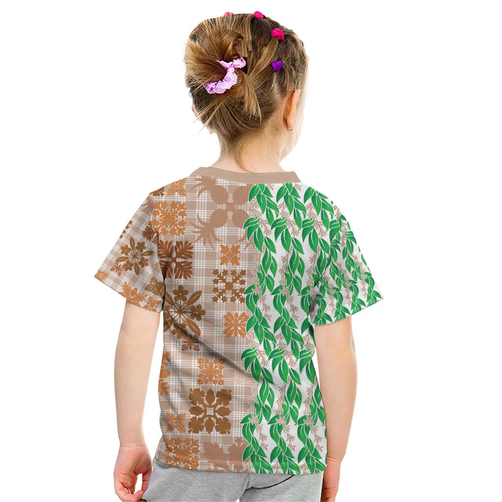 Aloha Hawaii Palaka Tuberose Lei Kid T Shirt Hawaiian Quilt Seamless Style - Polynesian Pride