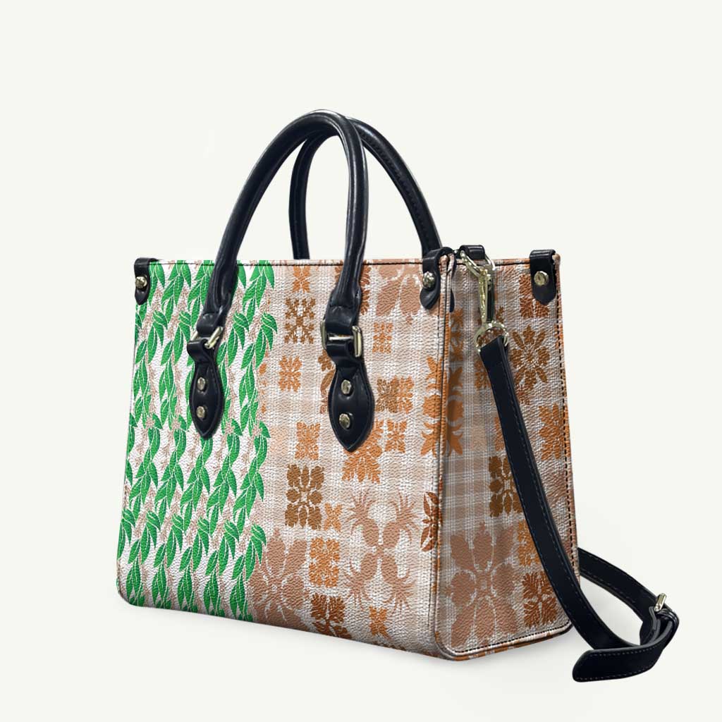 Aloha Hawaii Palaka Tuberose Lei Leather Bag Hawaiian Quilt Seamless Style - Polynesian Pride