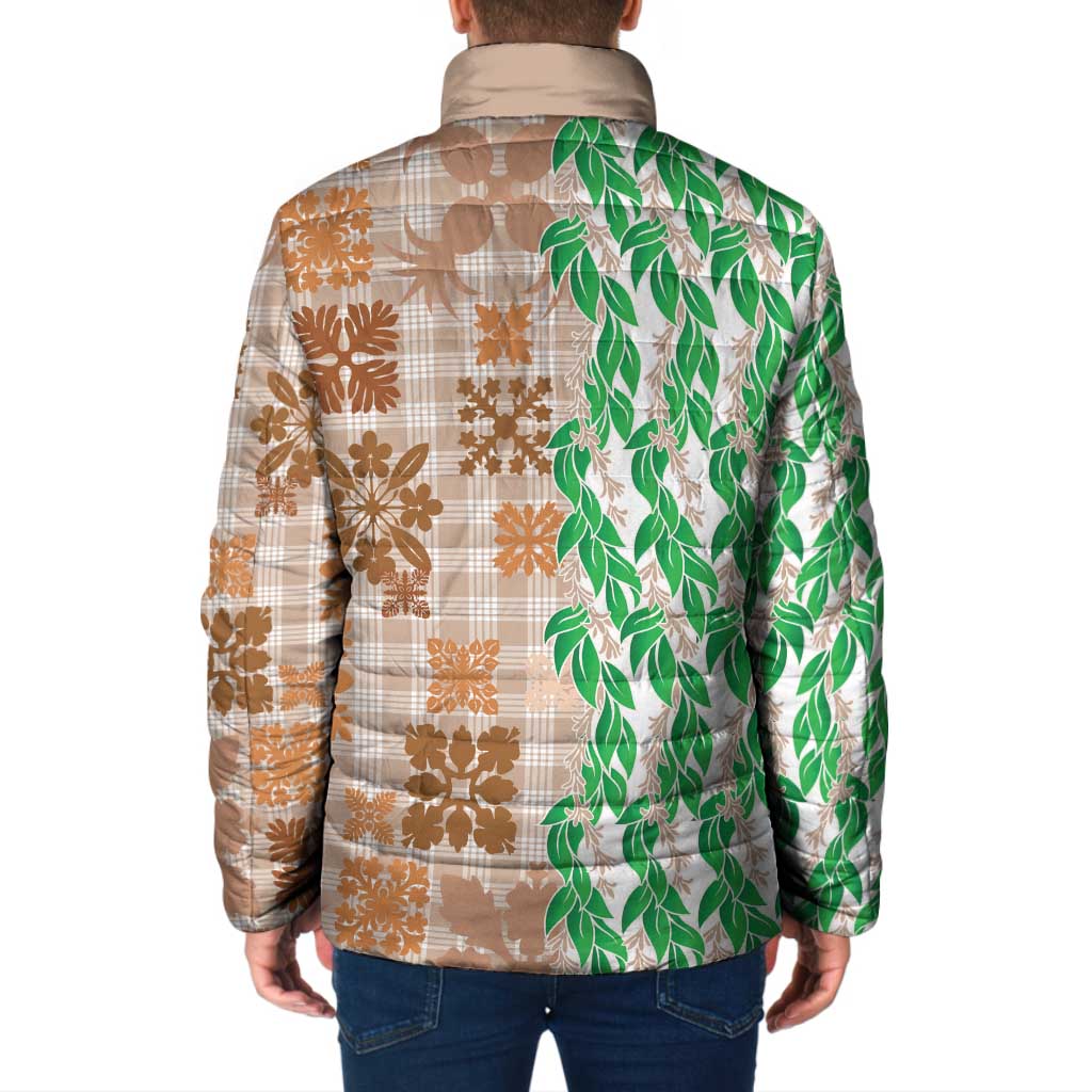 Aloha Hawaii Palaka Tuberose Lei Padded Jacket Hawaiian Quilt Seamless Style - Polynesian Pride