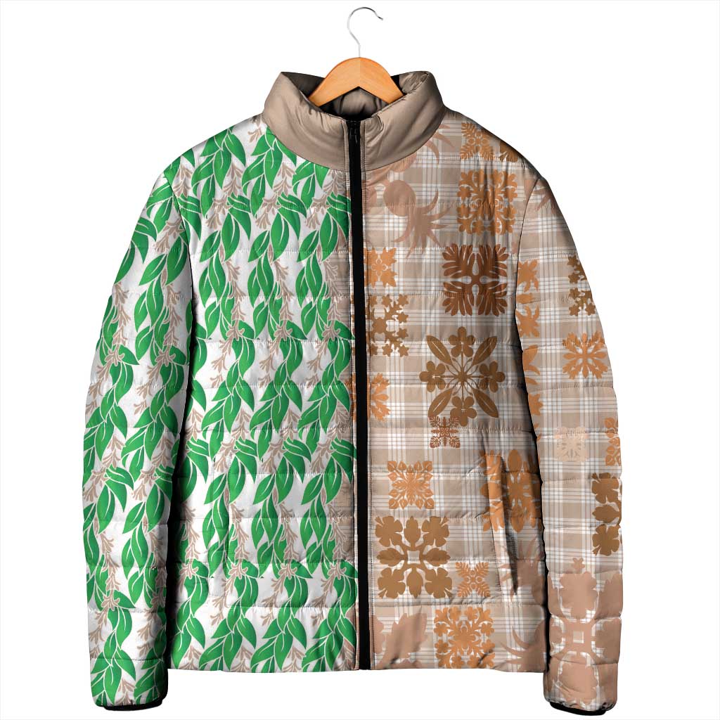 Aloha Hawaii Palaka Tuberose Lei Padded Jacket Hawaiian Quilt Seamless Style - Polynesian Pride