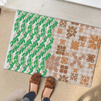 Aloha Hawaii Palaka Tuberose Lei Rubber Doormat Hawaiian Quilt Seamless Style - Polynesian Pride