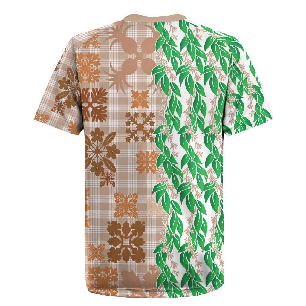 Aloha Hawaii Palaka Tuberose Lei Rugby Jersey Hawaiian Quilt Seamless Style - Polynesian Pride